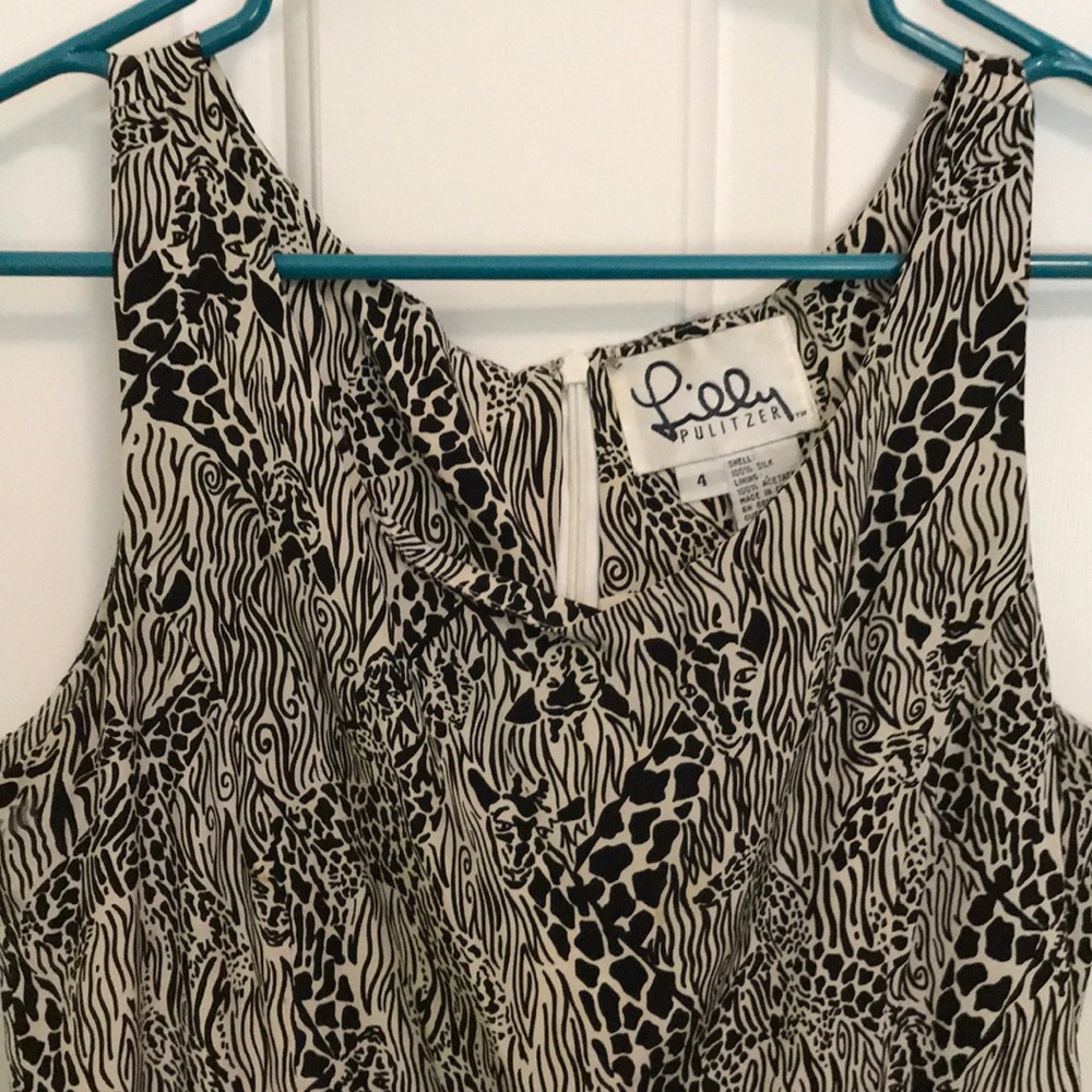 Vintage Lilly Pulitzer silk b&w zebra shift